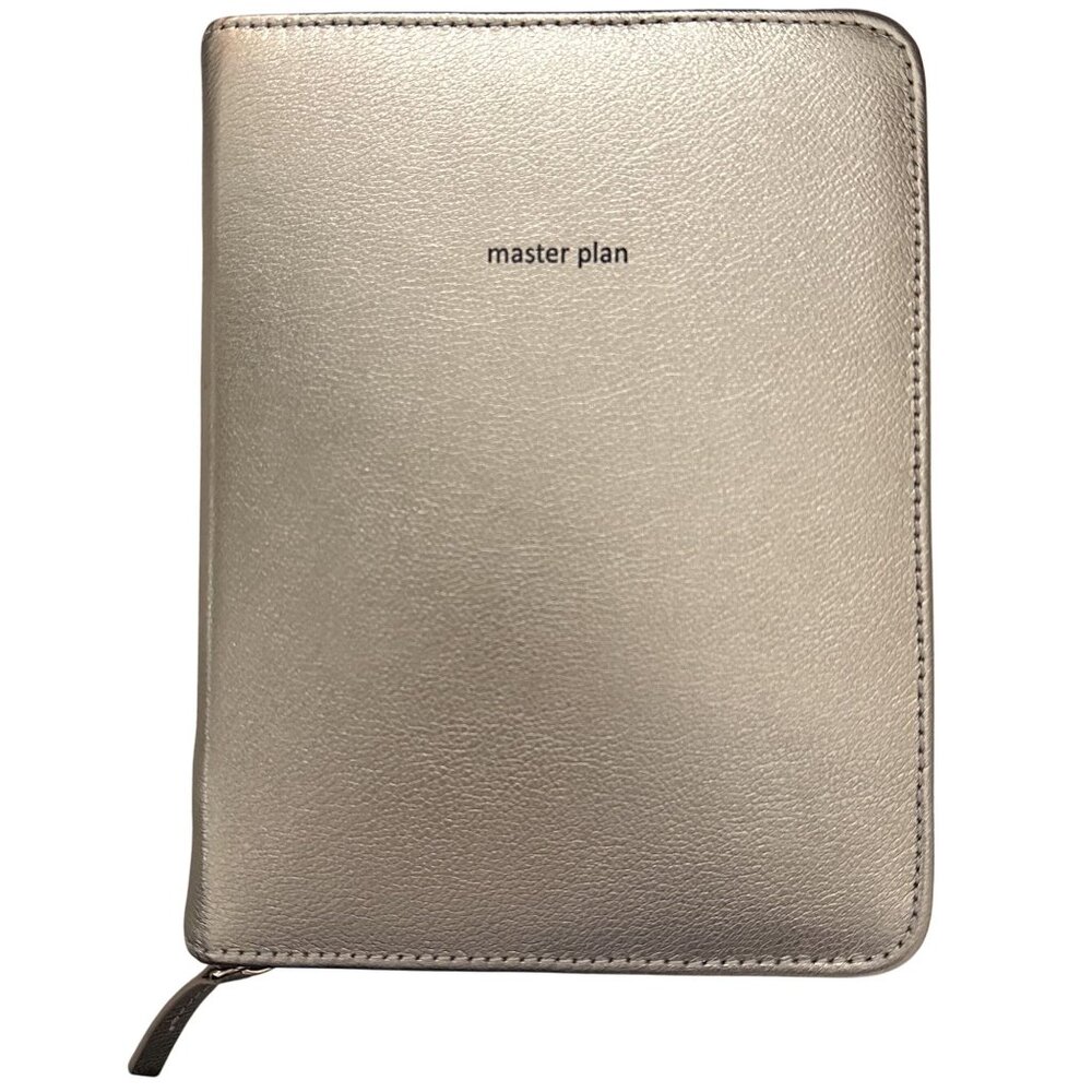 Anthropologie Leather Idiom Journal Cover Zipper Metallic Rose Gold Master Plan
